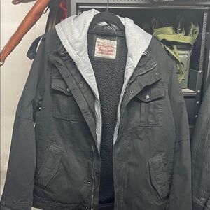 Levi's Black Jacket with Gray Hood